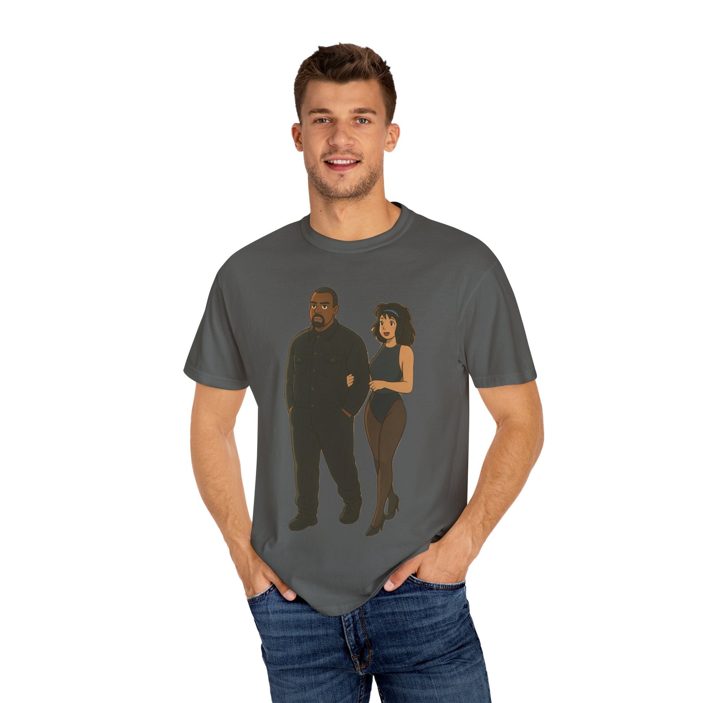 Ye & Bianca Graphic Tee, Trendy Unisex T-shirt, Cartoon Style, Streetwear, Gift for Music Lovers, Casual Fashion