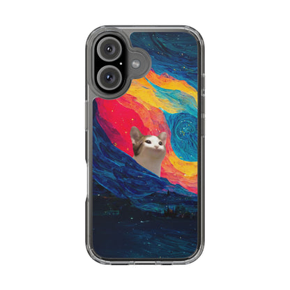 POPCAT Colorful Cat Phone Case, Artistic Clear Cases for Cat Lovers, Unique Gift, Customizable Phone Cover, Fun Pet Accessory, Vibrant Design