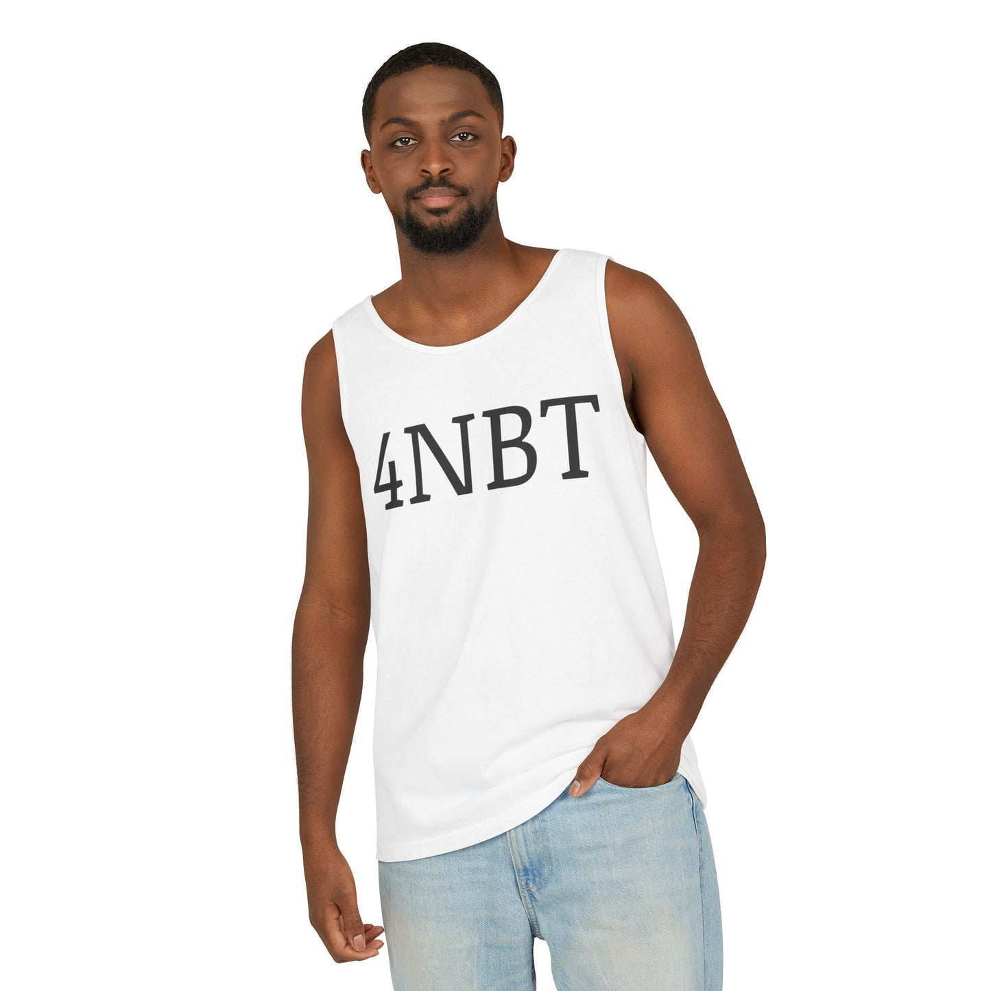 Unisex Garment-Dyed Tank Top with 4NBT Design, Summer Apparel, Casual Wear, Gift for Friends, Individual Expression Top