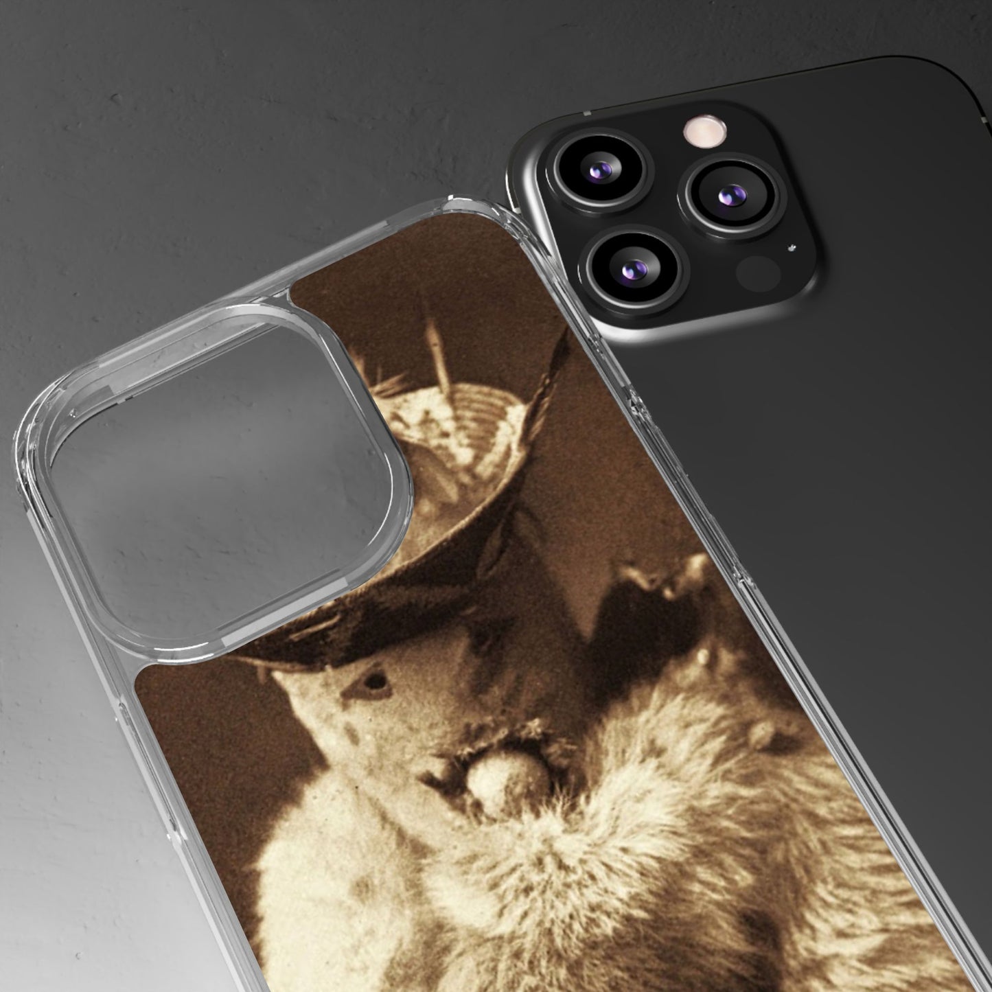 Yei Vintage Cat Photography Phone Case, Clear Cases, Unique Gift for Cat Lovers, Phone Accessory, Stylish Tech Gear, Animal Art