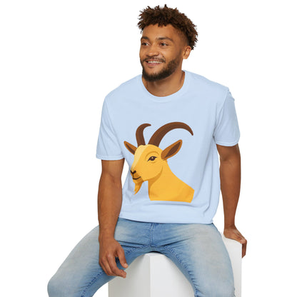 Golden Goat Unisex Softstyle T-Shirt | Cute Goat Tee for Animal Lovers, Birthday Gift, Casual Wear, Farmhouse Decor, Nature Fans