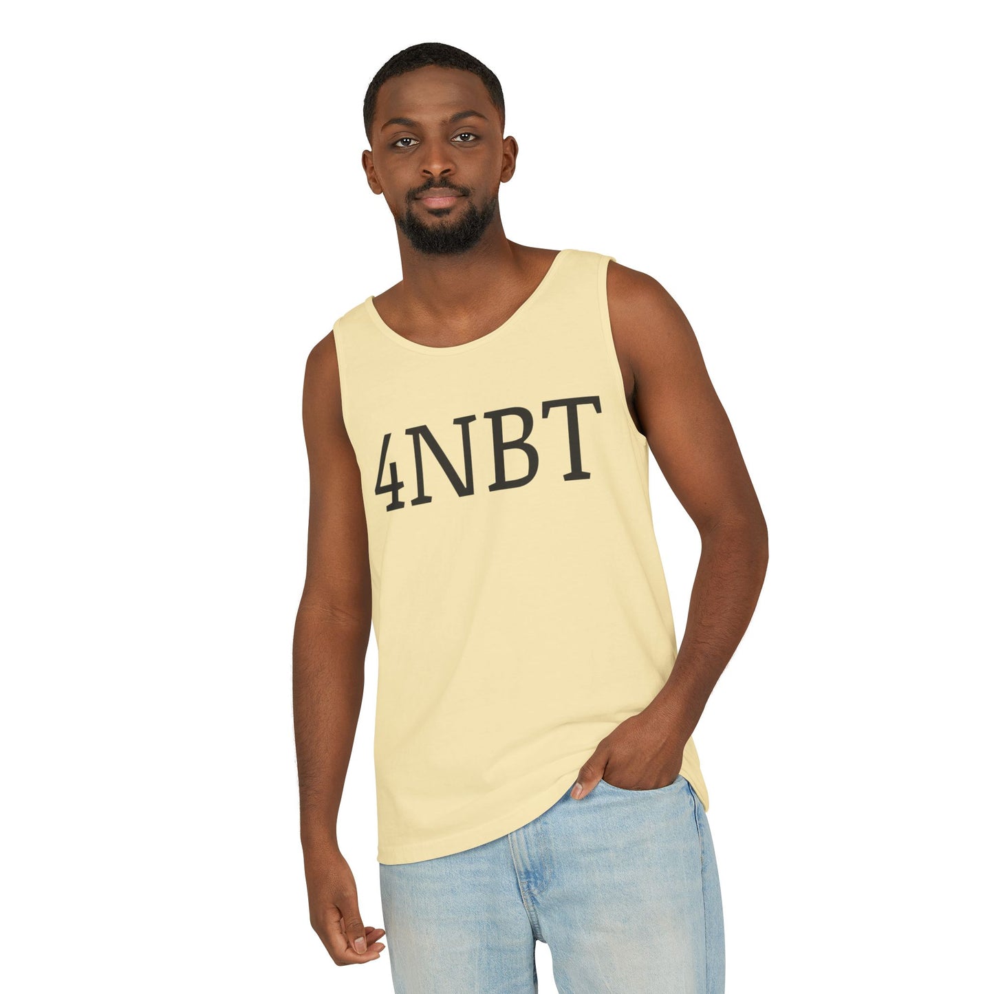 Unisex Garment-Dyed Tank Top with 4NBT Design, Summer Apparel, Casual Wear, Gift for Friends, Individual Expression Top