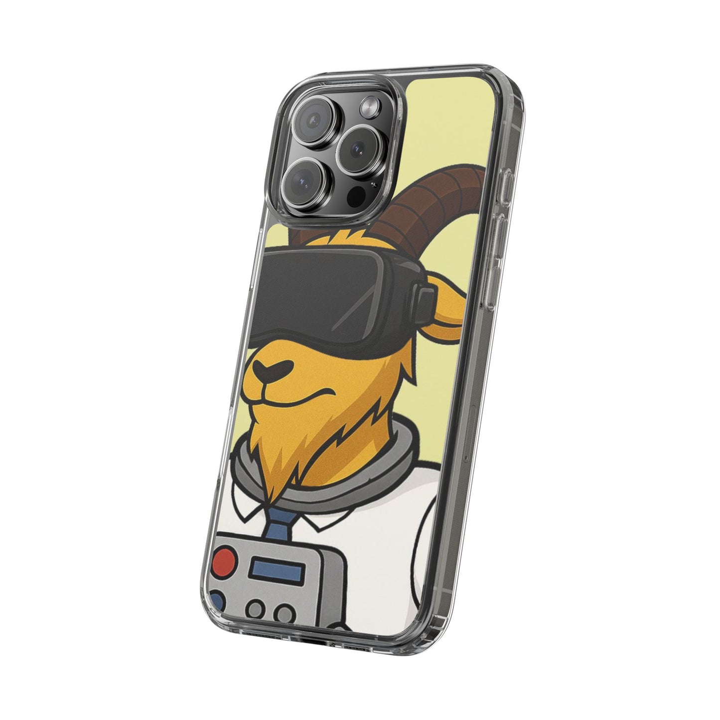 VR Goat Clear Case, Fun Phone Cover, Geeky Accessories, Gift for Gamers, Cute Animal Design, Customizable Phone Cases