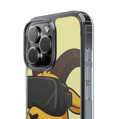 VR Goat Clear Case, Fun Phone Cover, Geeky Accessories, Gift for Gamers, Cute Animal Design, Customizable Phone Cases