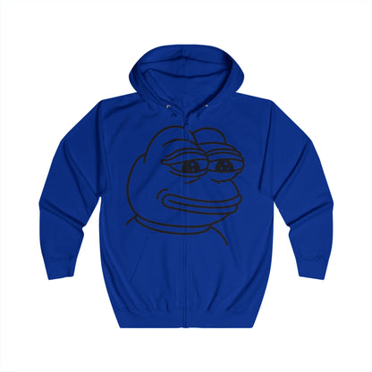 Pepe the Frog Unisex Full Zip Hoodie, Casual Wear, Gift for Gamers, Cute Streetwear, Humor Apparel, Perfect for Chill Days