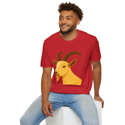 Golden Goat Unisex Softstyle T-Shirt | Cute Goat Tee for Animal Lovers, Birthday Gift, Casual Wear, Farmhouse Decor, Nature Fans