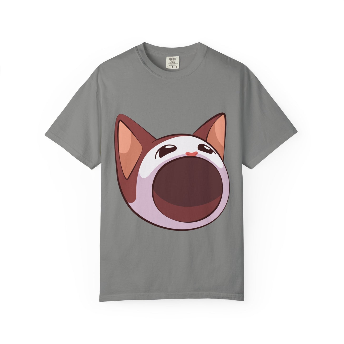 POPCAT Whimsical Cat Face T-Shirt, Unisex Garment-Dyed Tee for Cat Lovers, Cute Casual Wear, Gift for Pet Owners, Perfect for Everyday Style