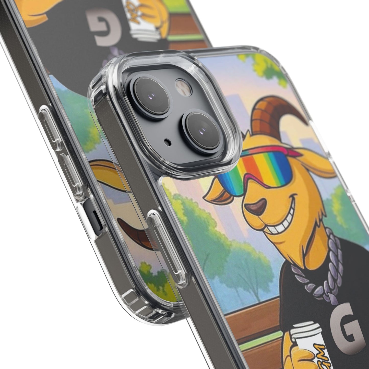 Vibrant Goat Clear Phone Case, Fun Smartphone Cover, Animal Lover Gift, Stylish Tech Accessory, Unique Phone Protection