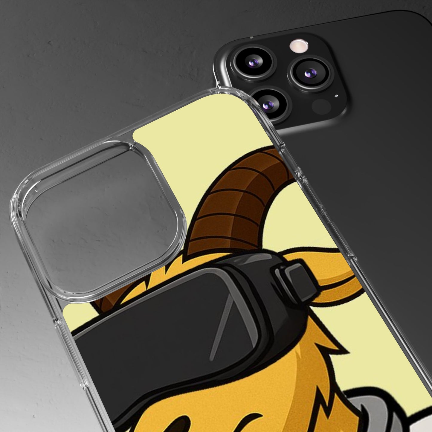 VR Goat Clear Case, Fun Phone Cover, Geeky Accessories, Gift for Gamers, Cute Animal Design, Customizable Phone Cases