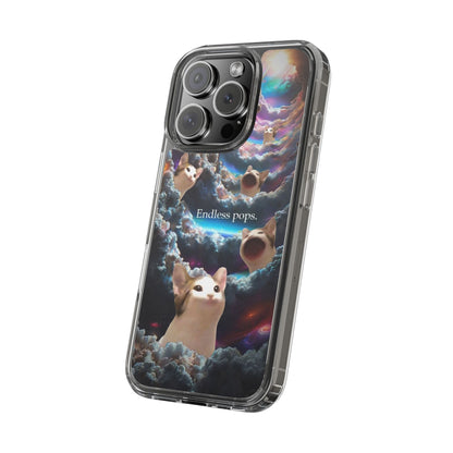 POPCAT Galaxy Cat Clear Phone Case, Cute Animal Phone Cover, Customizable Phone Accessory, Gift for Cat Lovers, Funny Phone Case