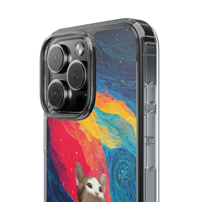 POPCAT Colorful Cat Phone Case, Artistic Clear Cases for Cat Lovers, Unique Gift, Customizable Phone Cover, Fun Pet Accessory, Vibrant Design