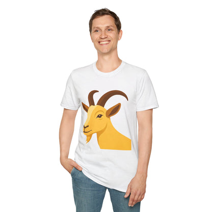 Golden Goat Unisex Softstyle T-Shirt | Cute Goat Tee for Animal Lovers, Birthday Gift, Casual Wear, Farmhouse Decor, Nature Fans