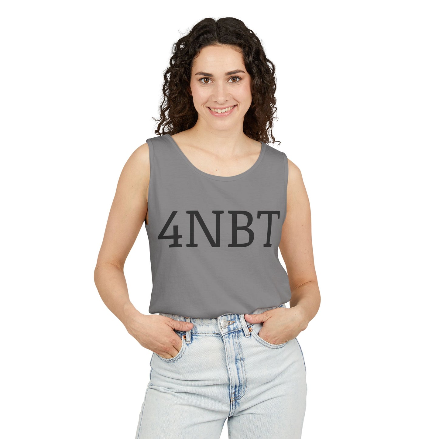 Unisex Garment-Dyed Tank Top with 4NBT Design, Summer Apparel, Casual Wear, Gift for Friends, Individual Expression Top