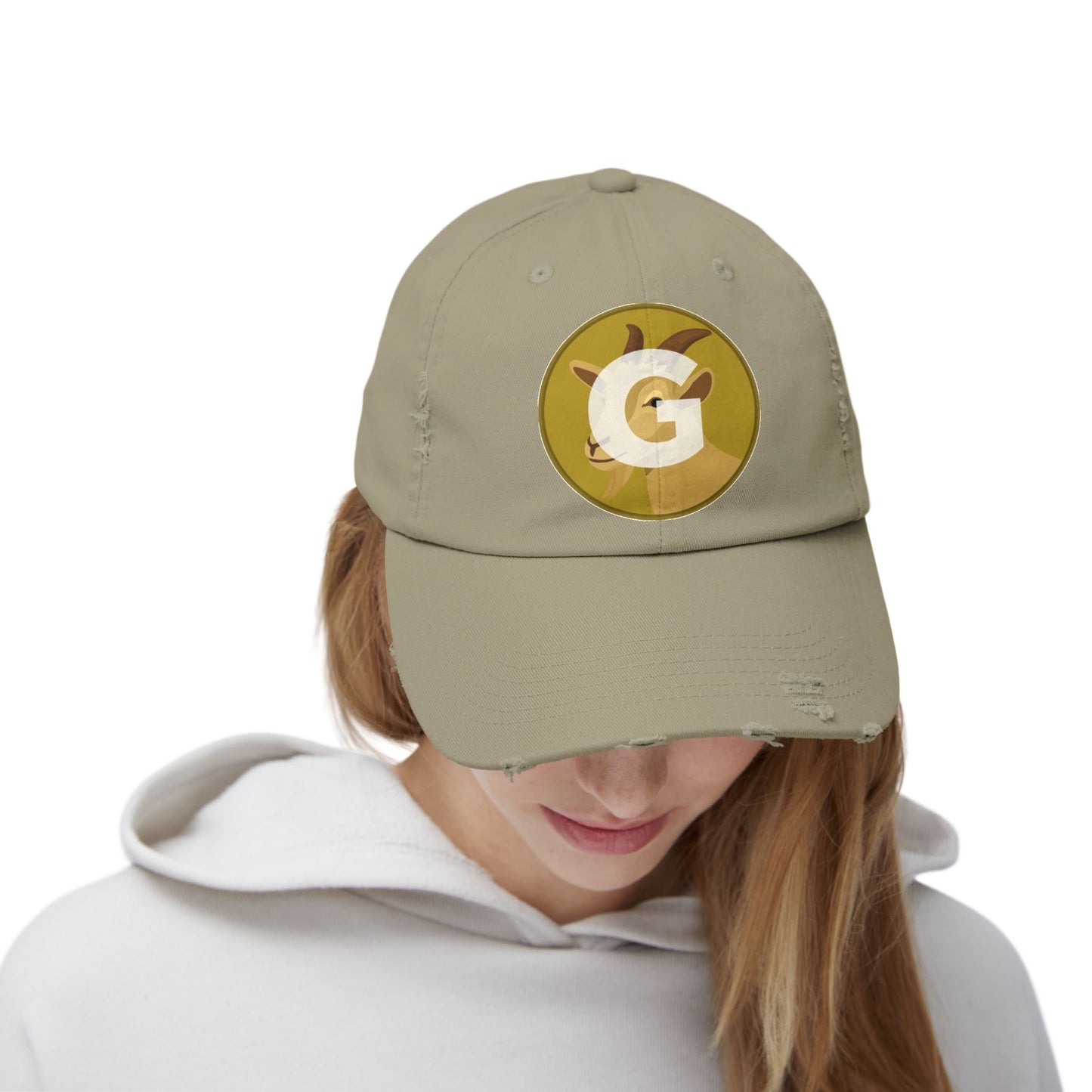 Goat Unisex Distressed Cap with G Logo, Casual Hat, Trendy Apparel, Gift for Him/Her, Summer Accessory, Sportswear