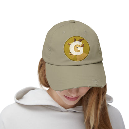 Goat Unisex Distressed Cap with G Logo, Casual Hat, Trendy Apparel, Gift for Him/Her, Summer Accessory, Sportswear