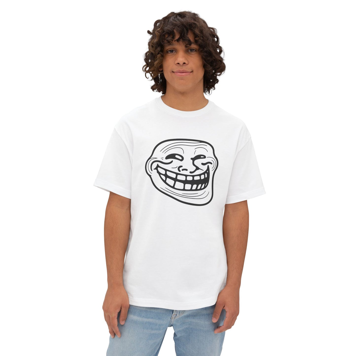 TROLL Funny Graphic Tee, Unisex Oversized Boxy Tee with Troll Face Design, Casual Wear, Gift for Friends, Humor Shirt, Comfortable Everyday Wear