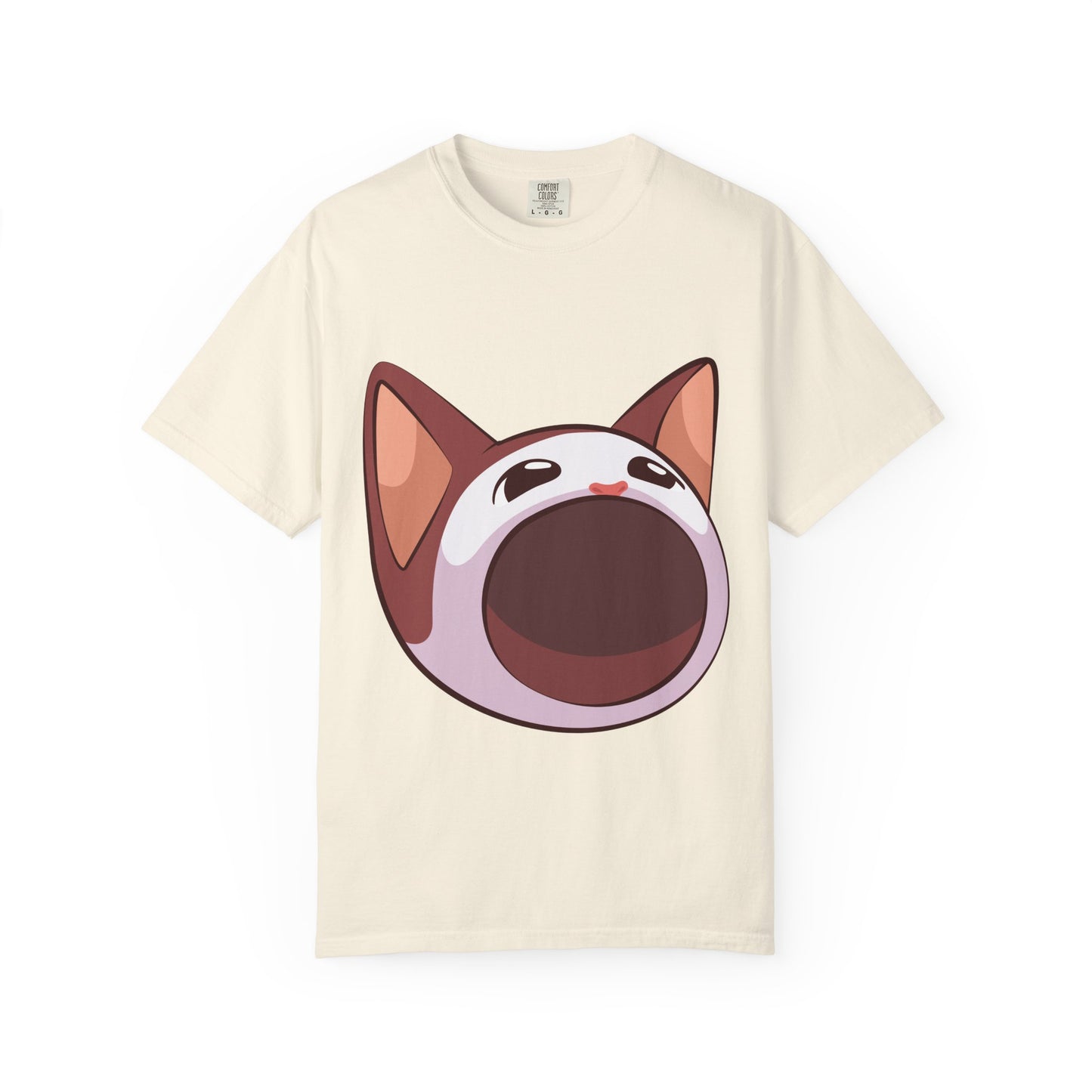 POPCAT Whimsical Cat Face T-Shirt, Unisex Garment-Dyed Tee for Cat Lovers, Cute Casual Wear, Gift for Pet Owners, Perfect for Everyday Style