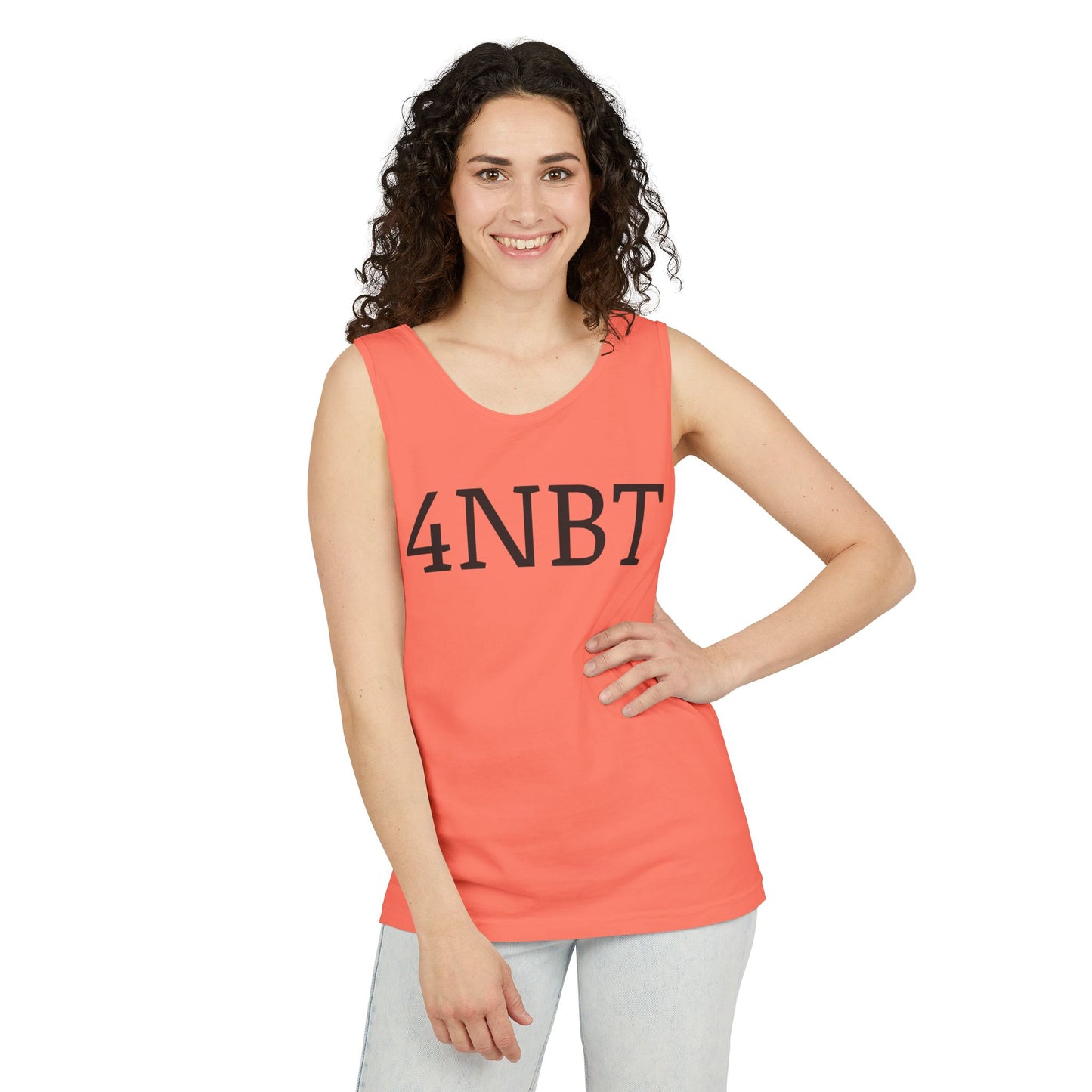 Unisex Garment-Dyed Tank Top with 4NBT Design, Summer Apparel, Casual Wear, Gift for Friends, Individual Expression Top