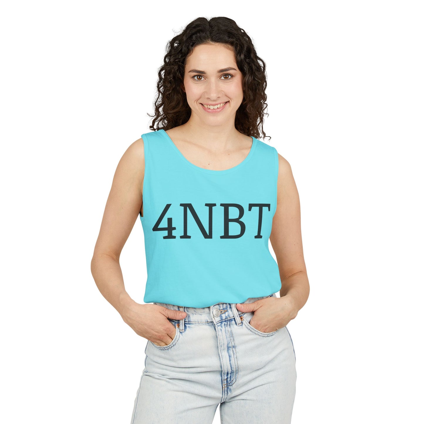 Unisex Garment-Dyed Tank Top with 4NBT Design, Summer Apparel, Casual Wear, Gift for Friends, Individual Expression Top