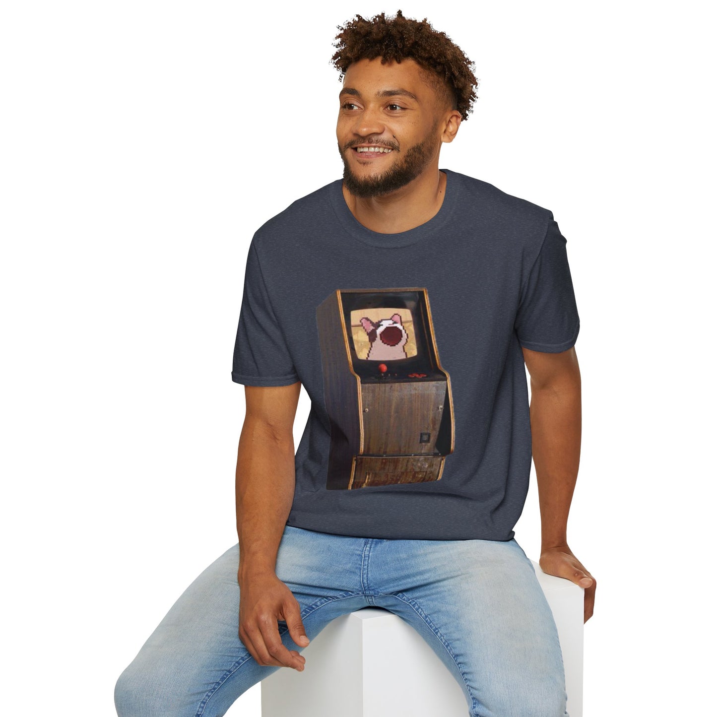 POPCAT Retro Arcade Unisex T-Shirt, Gamer Tee, Vintage Gaming Shirt, Gift for Gamers, Casual Wear