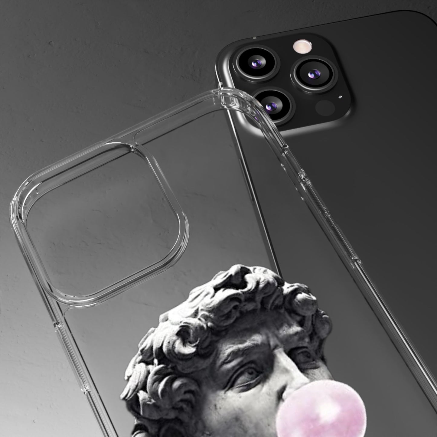 @ye Clear Phone Case with David Statue Design, Modern Phone Accessory for Art Lovers, Unique Gift, Customizable Compatible Soft Case