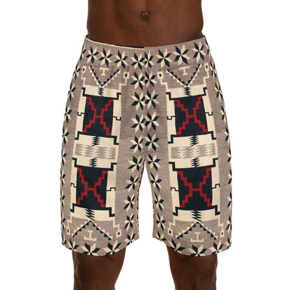 Yei Pattern Men's Jogger Shorts, Bohemian Style Activewear, Summer Leisure Shorts, Beachwear, Unique Gifts for Him