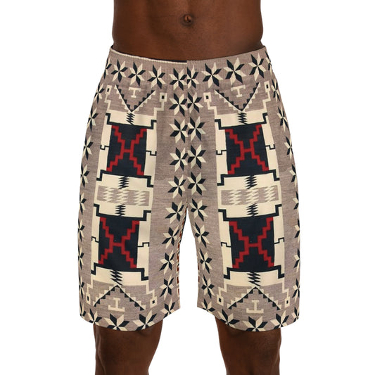 Yei Pattern Men's Jogger Shorts, Bohemian Style Activewear, Summer Leisure Shorts, Beachwear, Unique Gifts for Him