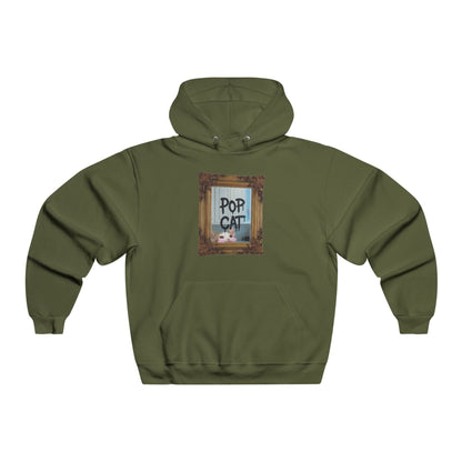 POPCAT Men's Hoodie, Funny Sweatshirt, Gifts for Cat Lovers, Cozy Pullover, Unique Pet Lover Apparel