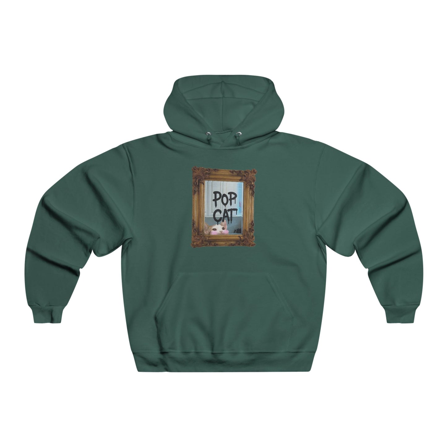 POPCAT Men's Hoodie, Funny Sweatshirt, Gifts for Cat Lovers, Cozy Pullover, Unique Pet Lover Apparel