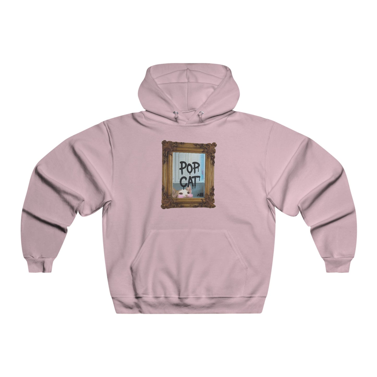 POPCAT Men's Hoodie, Funny Sweatshirt, Gifts for Cat Lovers, Cozy Pullover, Unique Pet Lover Apparel