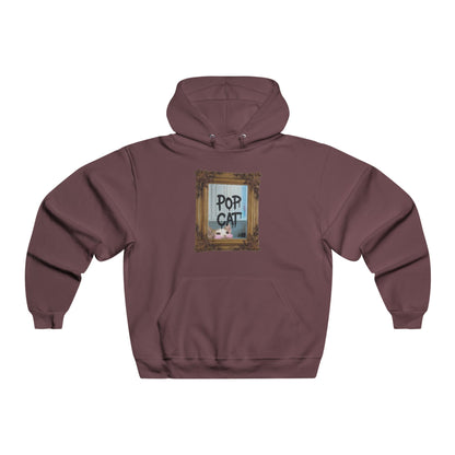 POPCAT Men's Hoodie, Funny Sweatshirt, Gifts for Cat Lovers, Cozy Pullover, Unique Pet Lover Apparel