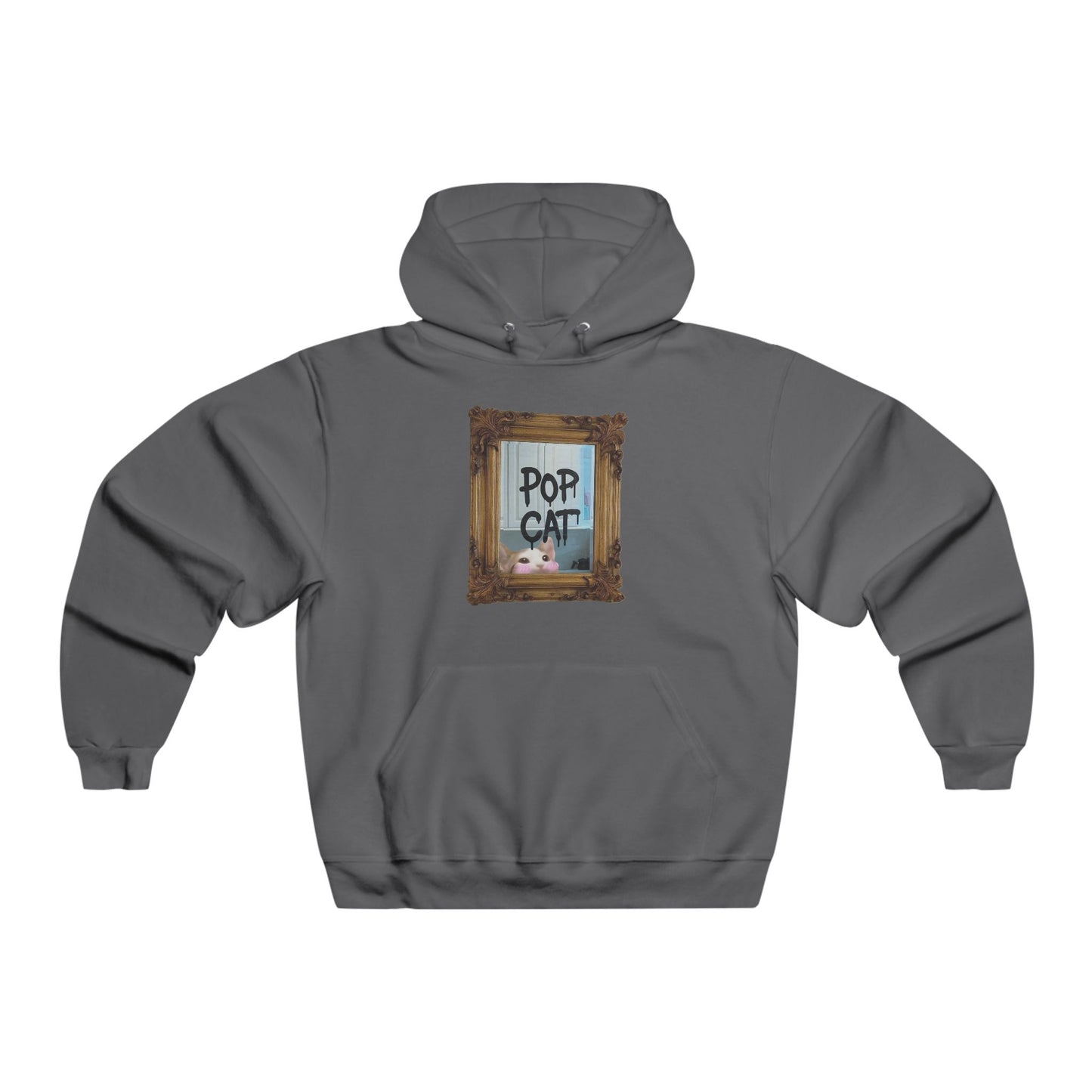 POPCAT Men's Hoodie, Funny Sweatshirt, Gifts for Cat Lovers, Cozy Pullover, Unique Pet Lover Apparel