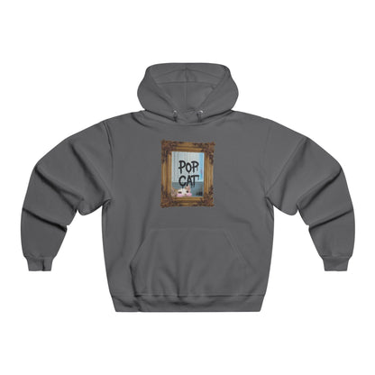 POPCAT Men's Hoodie, Funny Sweatshirt, Gifts for Cat Lovers, Cozy Pullover, Unique Pet Lover Apparel