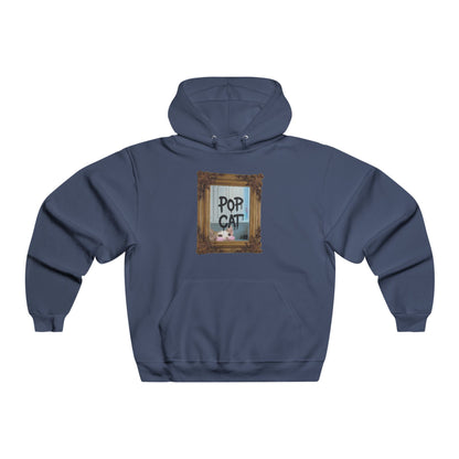 POPCAT Men's Hoodie, Funny Sweatshirt, Gifts for Cat Lovers, Cozy Pullover, Unique Pet Lover Apparel