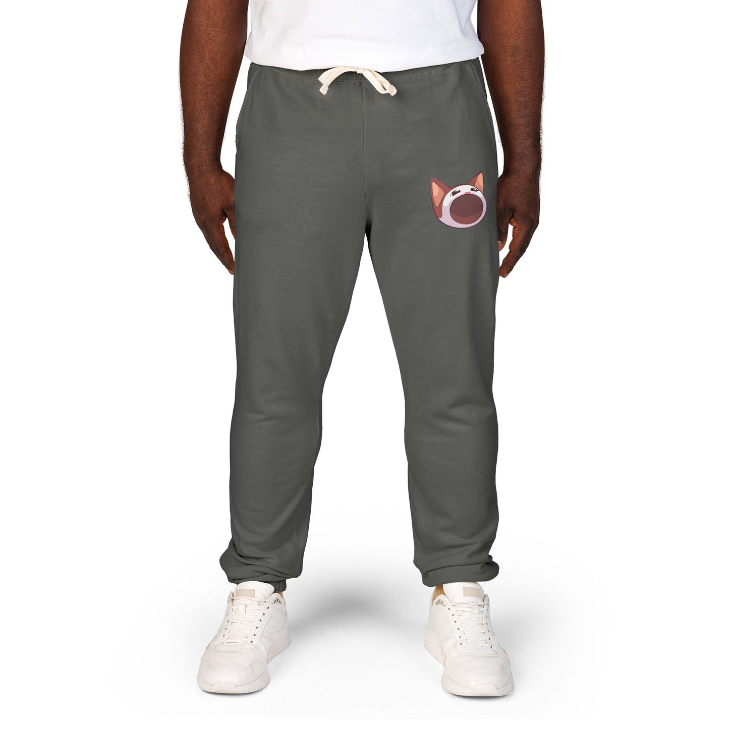 POPCAT Cozy Fleece Sweatpants, Comfortable Lounge Pants, Gift for Cat Lovers, Relaxing Home Wear, Unisex Joggers