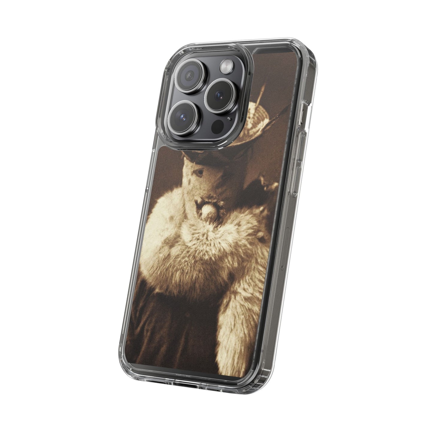 Yei Vintage Cat Photography Phone Case, Clear Cases, Unique Gift for Cat Lovers, Phone Accessory, Stylish Tech Gear, Animal Art