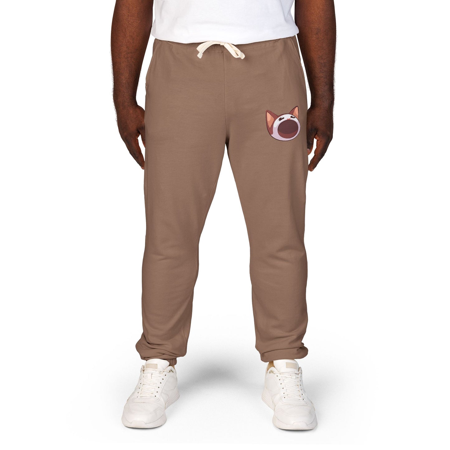 POPCAT Cozy Fleece Sweatpants, Comfortable Lounge Pants, Gift for Cat Lovers, Relaxing Home Wear, Unisex Joggers