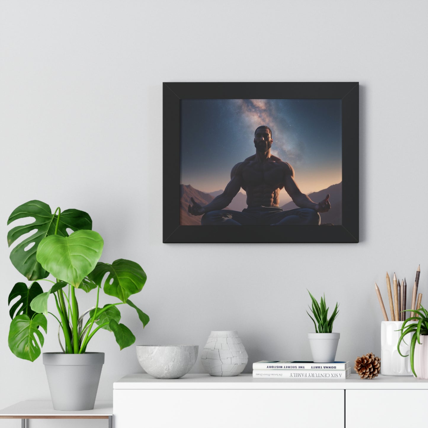 GIGA Meditation Framed Poster, Calm Art, Spiritual Wall Decor, Zen Home Decor, Fitness Motivation, Mindfulness Gift, Inspirational Art