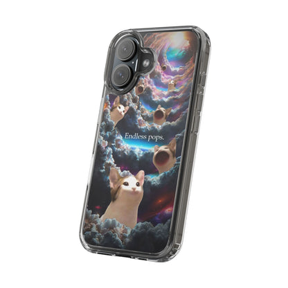POPCAT Galaxy Cat Clear Phone Case, Cute Animal Phone Cover, Customizable Phone Accessory, Gift for Cat Lovers, Funny Phone Case