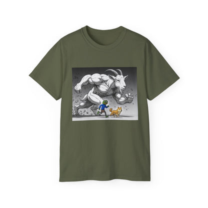 Epic Goat Chase Unisex Tee, Art Tee, Graphic Shirt, Gift for Animal Lovers, Funny T-Shirt, Cartoon Art Tee