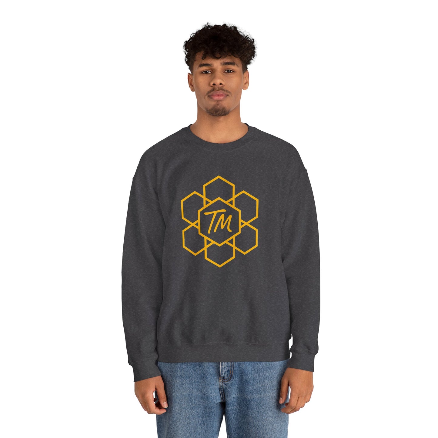 Trench Merch Stylish Honeycomb Crewneck Sweatshirt, Cozy Unisex Sweatshirt, Casual Fall Apparel, Gift for Honey Lovers, Trendy Weekend Wear