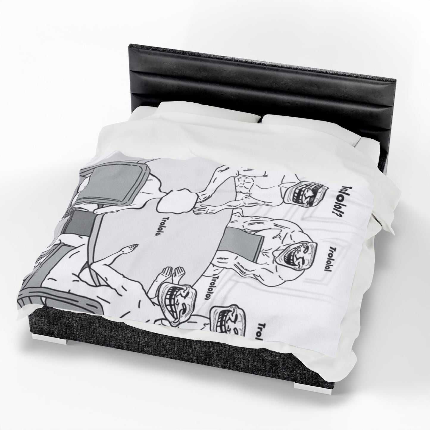 TROLL Face Velveteen Plush Blanket - Funny Cozy Throw for Gaming, Room Decor, Gifts, April Fools, Laughter
