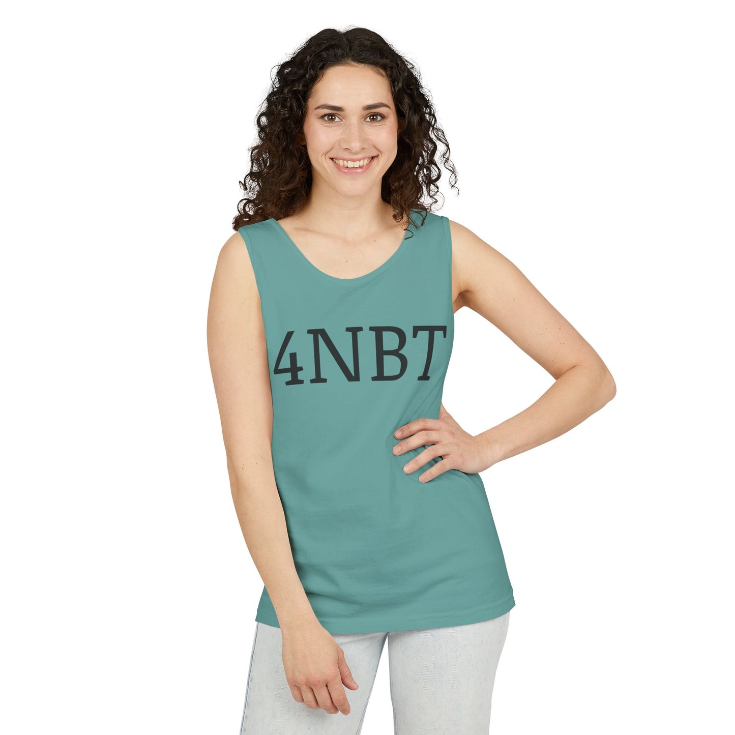 Unisex Garment-Dyed Tank Top with 4NBT Design, Summer Apparel, Casual Wear, Gift for Friends, Individual Expression Top