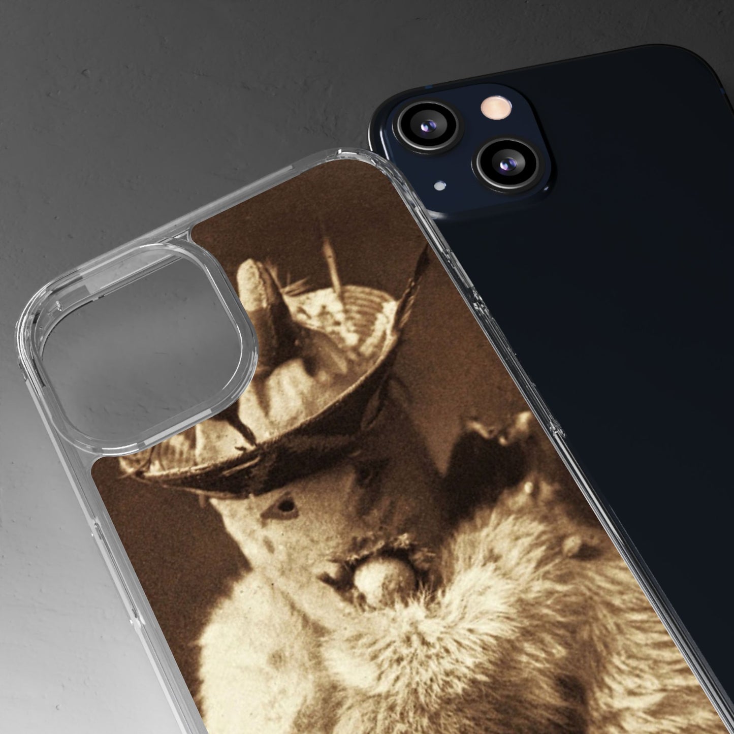 Yei Vintage Cat Photography Phone Case, Clear Cases, Unique Gift for Cat Lovers, Phone Accessory, Stylish Tech Gear, Animal Art