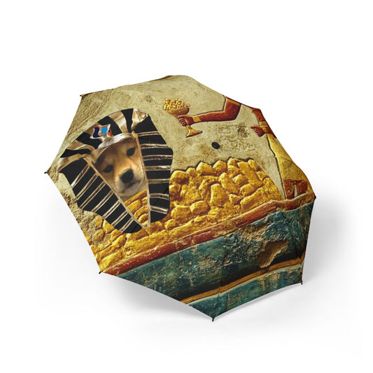 WIF Egyptian Art Semi-Automatic Umbrella, Stylish Rain Gear, Foldable Travel Umbrella, Unique Gift for Egypt Lovers, Weather-Resistant Canopy