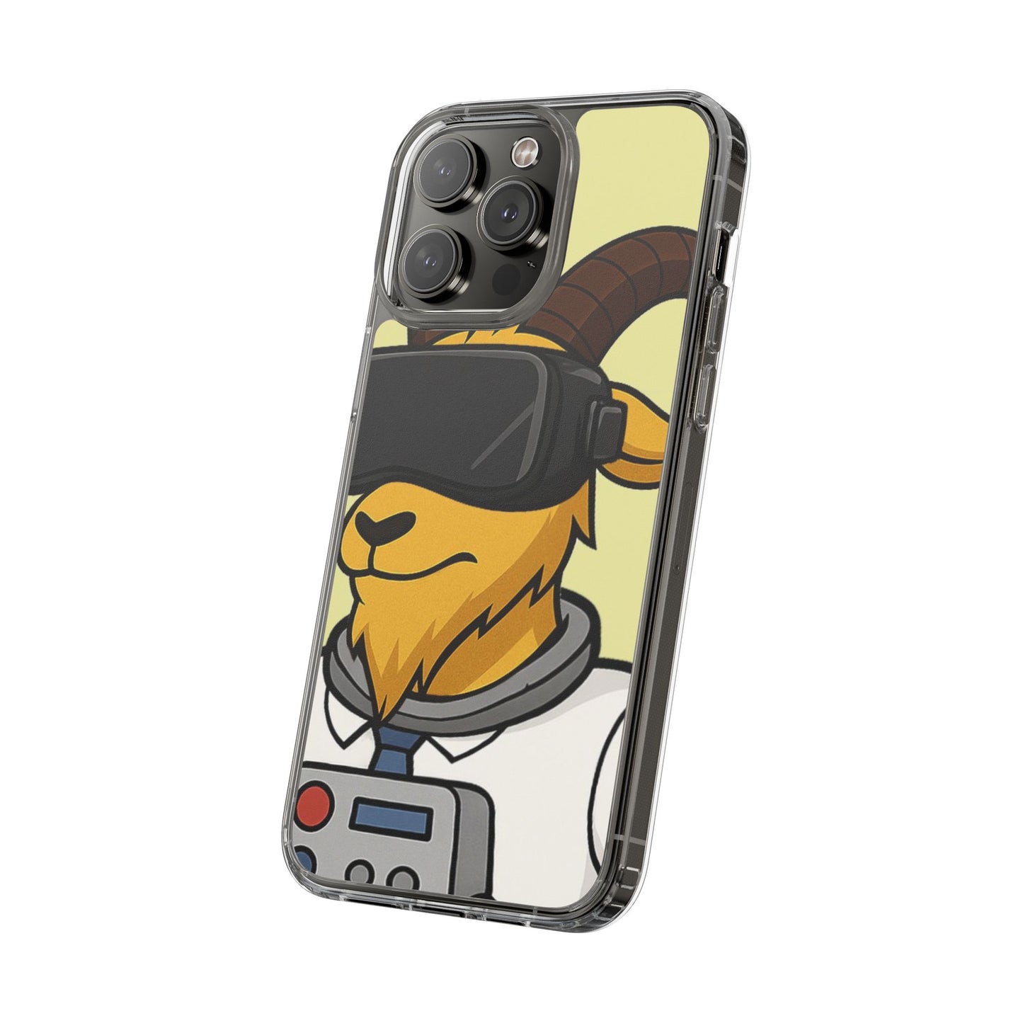 VR Goat Clear Case, Fun Phone Cover, Geeky Accessories, Gift for Gamers, Cute Animal Design, Customizable Phone Cases