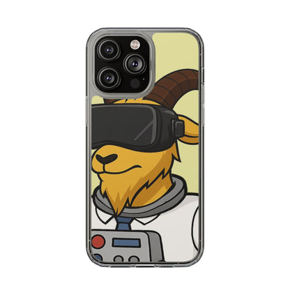 VR Goat Clear Case, Fun Phone Cover, Geeky Accessories, Gift for Gamers, Cute Animal Design, Customizable Phone Cases