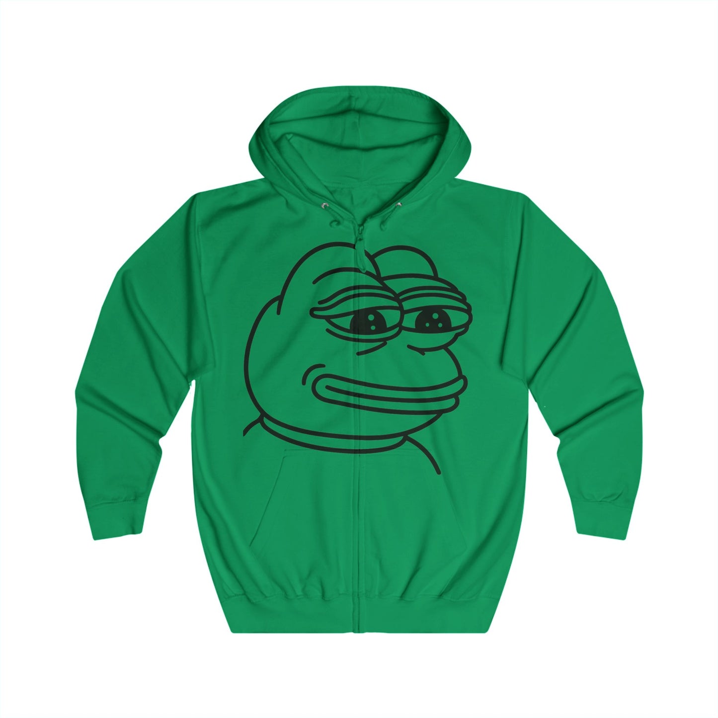 Pepe the Frog Unisex Full Zip Hoodie, Casual Wear, Gift for Gamers, Cute Streetwear, Humor Apparel, Perfect for Chill Days