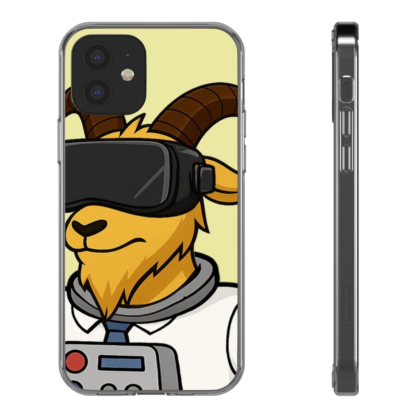 VR Goat Clear Case, Fun Phone Cover, Geeky Accessories, Gift for Gamers, Cute Animal Design, Customizable Phone Cases