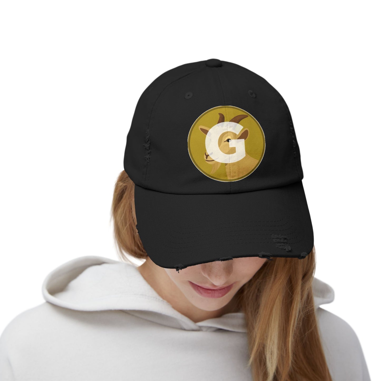 Goat Unisex Distressed Cap with G Logo, Casual Hat, Trendy Apparel, Gift for Him/Her, Summer Accessory, Sportswear